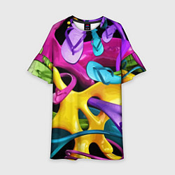 Платье клеш для девочки Пляжный паттерн Summer, цвет: 3D-принт