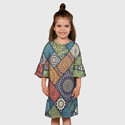 Платье клеш для девочки Mandala-pattern, цвет: 3D-принт — фото 2
