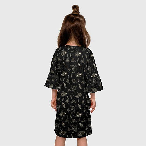 Детское платье Бабочки и листья на черном фоне мистика / 3D-принт – фото 4