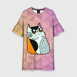 Платье клеш для девочки Милый Абстрактный котик, цвет: 3D-принт