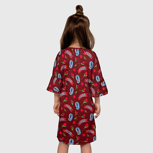 Детское платье 9 мая, красная лента и тюльпаны / 3D-принт – фото 4