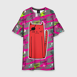 Платье клеш для девочки Красный кот - пират, цвет: 3D-принт