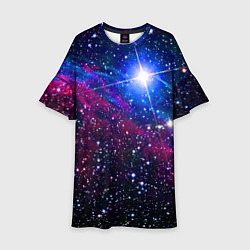 Платье клеш для девочки Открытый космос Star Neon, цвет: 3D-принт