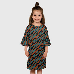 Платье клеш для девочки Разноцветные прямоугольники абстракция, цвет: 3D-принт — фото 2