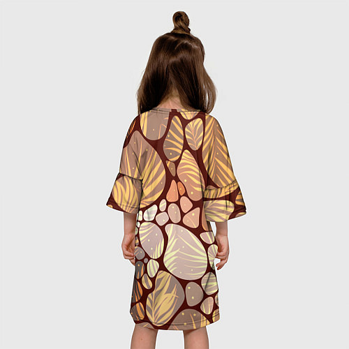 Детское платье Коричнево-бежевые пастельные камушки с яркими паль / 3D-принт – фото 4