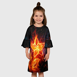Платье клеш для девочки Flower Neon Fashion 2035 Flame, цвет: 3D-принт — фото 2