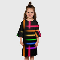 Платье клеш для девочки Неоновое свечение Minimalism Neon, цвет: 3D-принт — фото 2