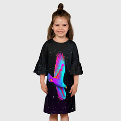 Платье клеш для девочки Eagle Space Neon, цвет: 3D-принт — фото 2