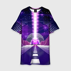 Платье клеш для девочки Vaporwave Neon Space, цвет: 3D-принт