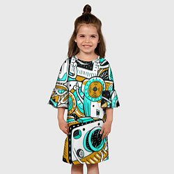 Платье клеш для девочки ФОТОКАМЕРЫ НА ПОЗИТИВЕ, цвет: 3D-принт — фото 2