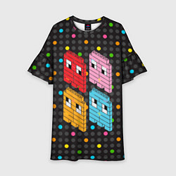 Платье клеш для девочки Pac-man пиксели, цвет: 3D-принт
