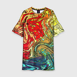 Платье клеш для девочки Хаотичные линии Abstract pattern, цвет: 3D-принт