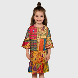 Платье клеш для девочки Пэчворк Лоскутное одеяло Patchwork Quilt, цвет: 3D-принт — фото 2