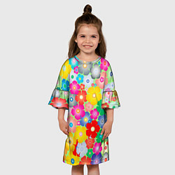 Платье клеш для девочки Цветочки фон, цвет: 3D-принт — фото 2