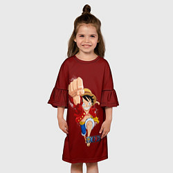 Платье клеш для девочки Луффи в полете, цвет: 3D-принт — фото 2