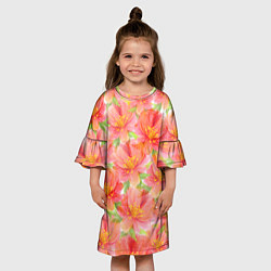 Платье клеш для девочки Необычные цветы, цвет: 3D-принт — фото 2
