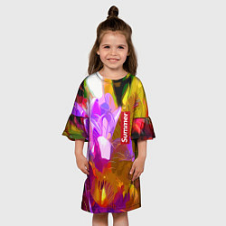 Платье клеш для девочки Красочный цветочный узор Лето Colorful Floral Patt, цвет: 3D-принт — фото 2