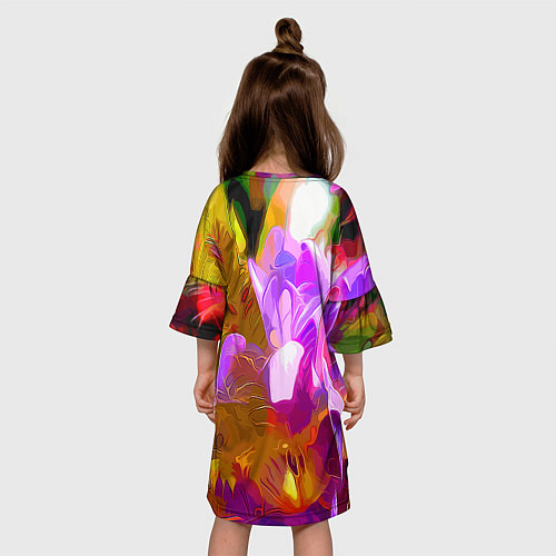 Детское платье Красочный цветочный узор Лето Colorful Floral Patt / 3D-принт – фото 4