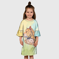 Платье клеш для девочки Гепард повернул голову и смотрит влево, цвет: 3D-принт — фото 2