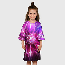 Платье клеш для девочки Неоновый Цветок Neon Flower, цвет: 3D-принт — фото 2