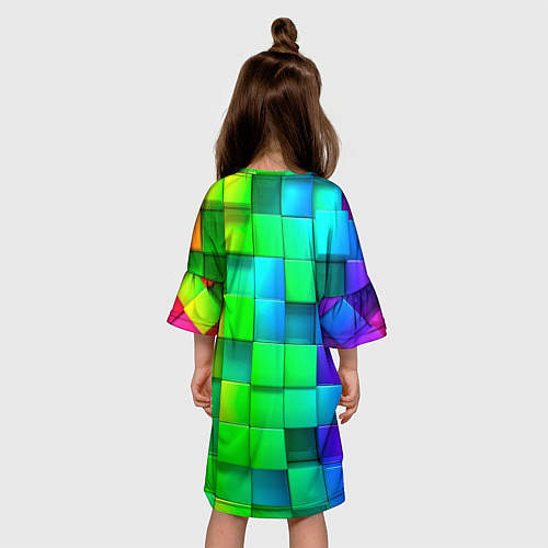 Детское платье РАЗНОЦВЕТНЫЕ КУБИКИ MULTICOLORED CUBES / 3D-принт – фото 4