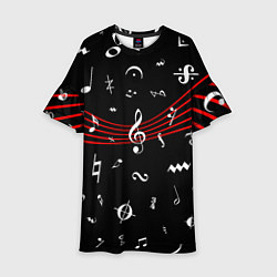 Детское платье Нотные Знаки с Нотным Станом