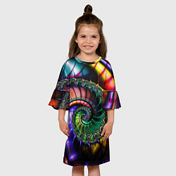 Платье клеш для девочки Красочная фрактальная спираль Colorful fractal spi, цвет: 3D-принт — фото 2