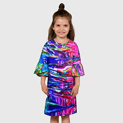 Платье клеш для девочки Абстракция масляными красками, цвет: 3D-принт — фото 2