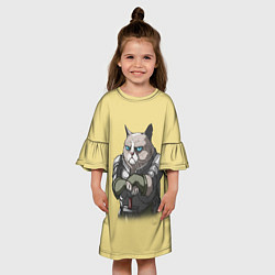 Платье клеш для девочки Сер Рыцарь Грумпи Кот, цвет: 3D-принт — фото 2