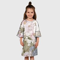Платье клеш для девочки Цветы Английский Садовый Узор, цвет: 3D-принт — фото 2