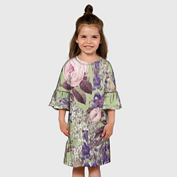 Платье клеш для девочки Цветы Чудесный Садовый Узор, цвет: 3D-принт — фото 2