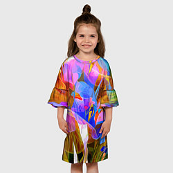 Платье клеш для девочки Красочный цветочный паттерн Лето Colorful floral p, цвет: 3D-принт — фото 2