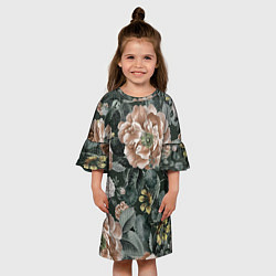 Платье клеш для девочки Цветы Анемоны Ночного Сада, цвет: 3D-принт — фото 2