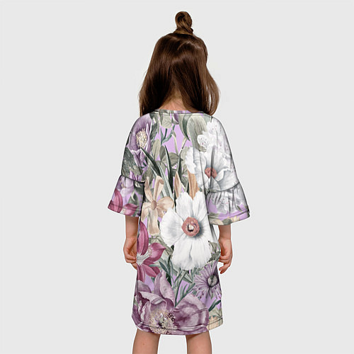 Детское платье Цветы Фиолетовый Клематис / 3D-принт – фото 4