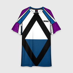 Платье клеш для девочки Геометрический молодежный узор с надписью Спорт, цвет: 3D-принт