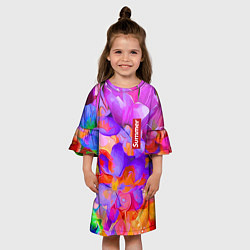 Платье клеш для девочки Красочный цветочный паттерн Лето Colorful Floral P, цвет: 3D-принт — фото 2