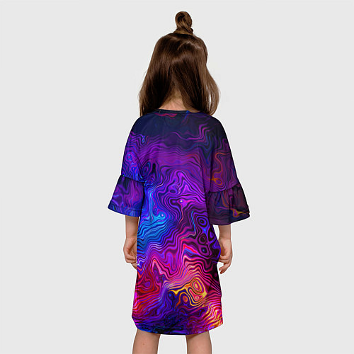Детское платье Цветные неоновые разводы на воде Авангард Colored / 3D-принт – фото 4