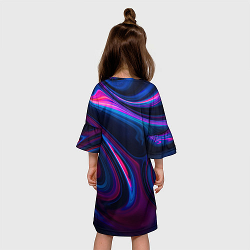 Детское платье Неоновые разводы Neon streaks / 3D-принт – фото 4