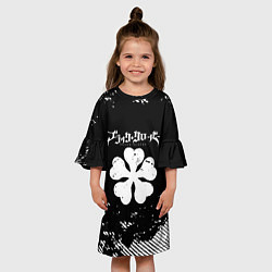 Платье клеш для девочки Белый логотип black clover чёрный клевер, цвет: 3D-принт — фото 2