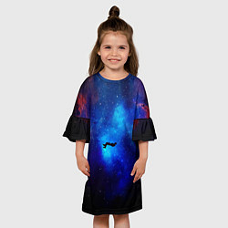 Платье клеш для девочки Потерянный человек в космосе, цвет: 3D-принт — фото 2