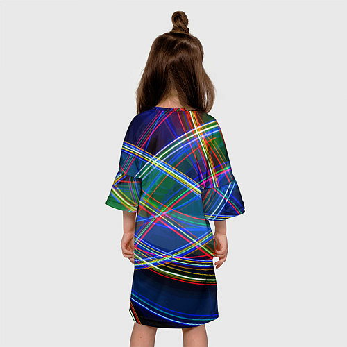 Детское платье Разноцветные неоновые линии Абстракция Multicolore / 3D-принт – фото 4