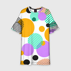 Платье клеш для девочки GEOMETRIC INTERSECTING CIRCLES, цвет: 3D-принт