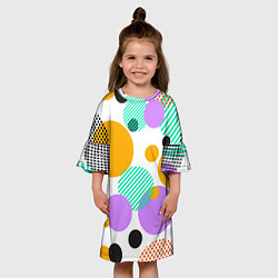 Платье клеш для девочки GEOMETRIC INTERSECTING CIRCLES, цвет: 3D-принт — фото 2