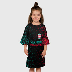 Платье клеш для девочки Ливерпуль брызги красок, цвет: 3D-принт — фото 2