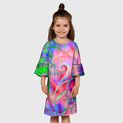 Платье клеш для девочки WRITHING COLORED FRACTALS, цвет: 3D-принт — фото 2