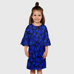 Платье клеш для девочки Синие треугольники-геометрический узор, цвет: 3D-принт — фото 2