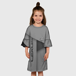 Платье клеш для девочки Lexus - серая абстракция, цвет: 3D-принт — фото 2