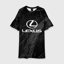 Платье клеш для девочки Lexus - следы шин, цвет: 3D-принт
