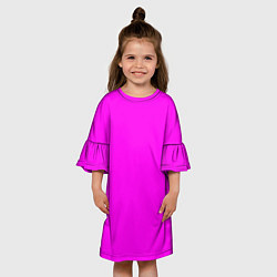 Платье клеш для девочки Однотонный розовый неоновый Пион, цвет: 3D-принт — фото 2