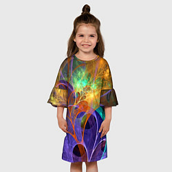 Платье клеш для девочки Растительный абстрактный паттерн Лето Floral Abstr, цвет: 3D-принт — фото 2